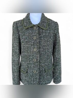 Appleseed’s Olive Green Tweed Blazer 8P NWOT Academia Preppy